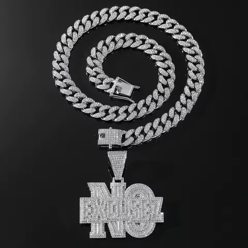 chaîne cubain pendentif NO EXCSUSEZ