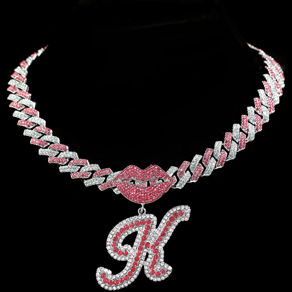 Chaîne cubaine pendentif avec lettre