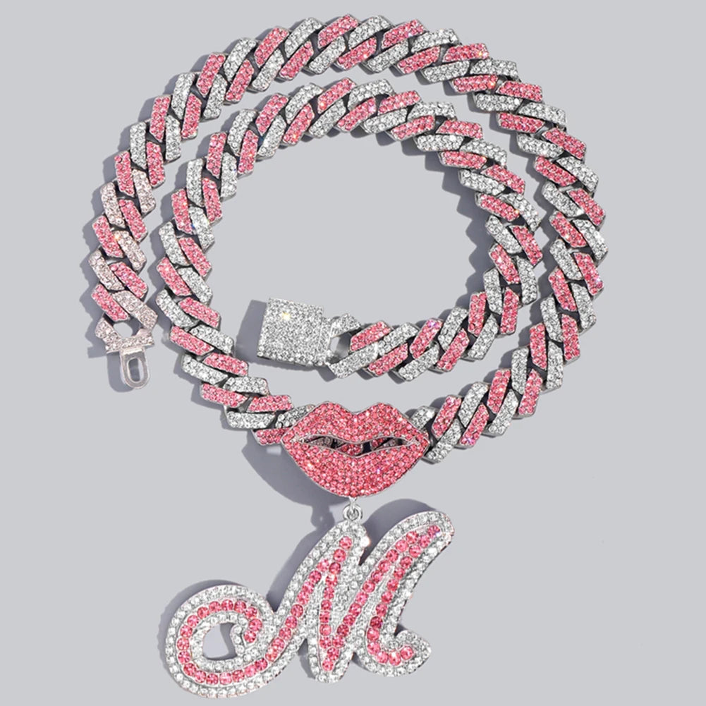 Chaîne cubaine pendentif avec lettre