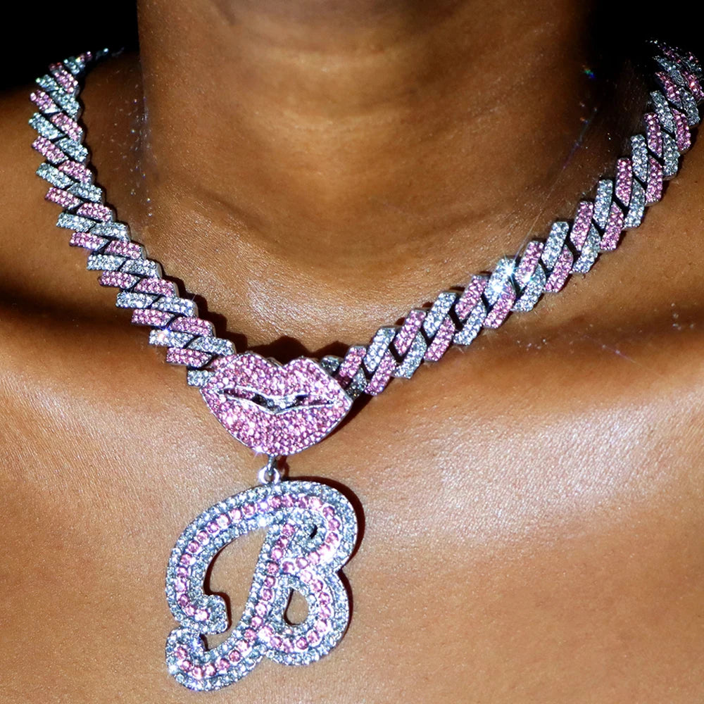 Chaîne cubaine pendentif avec lettre