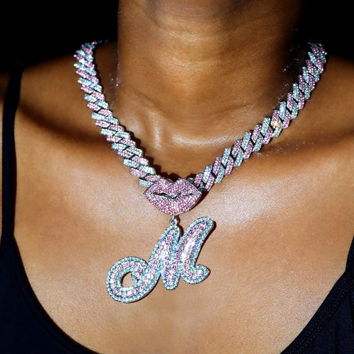 Chaîne cubaine pendentif avec lettre